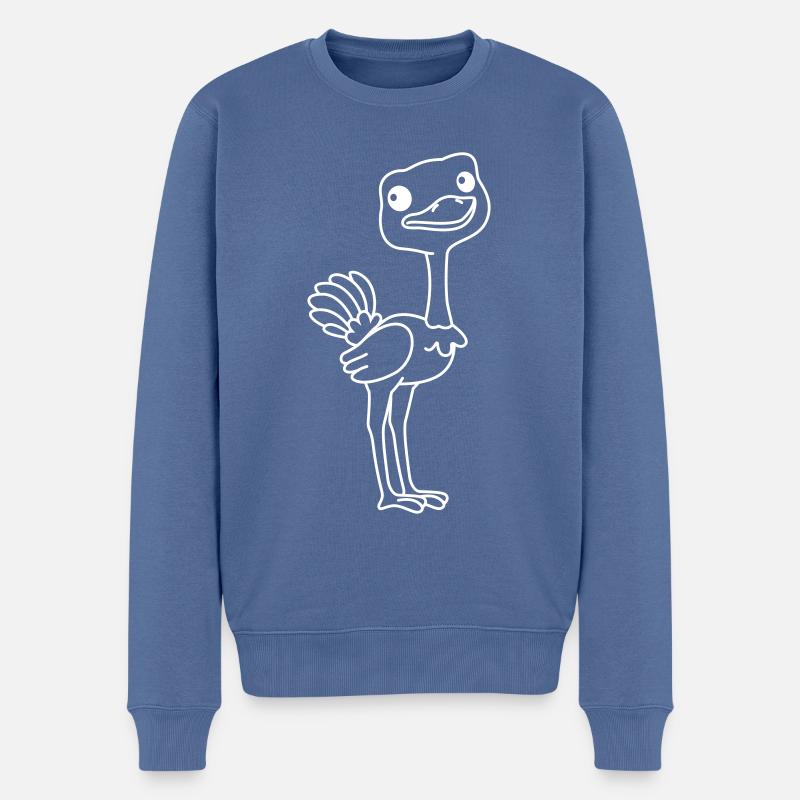 Strauß Comic Tier - Männer Premium Bio Pullover - Taubenblau