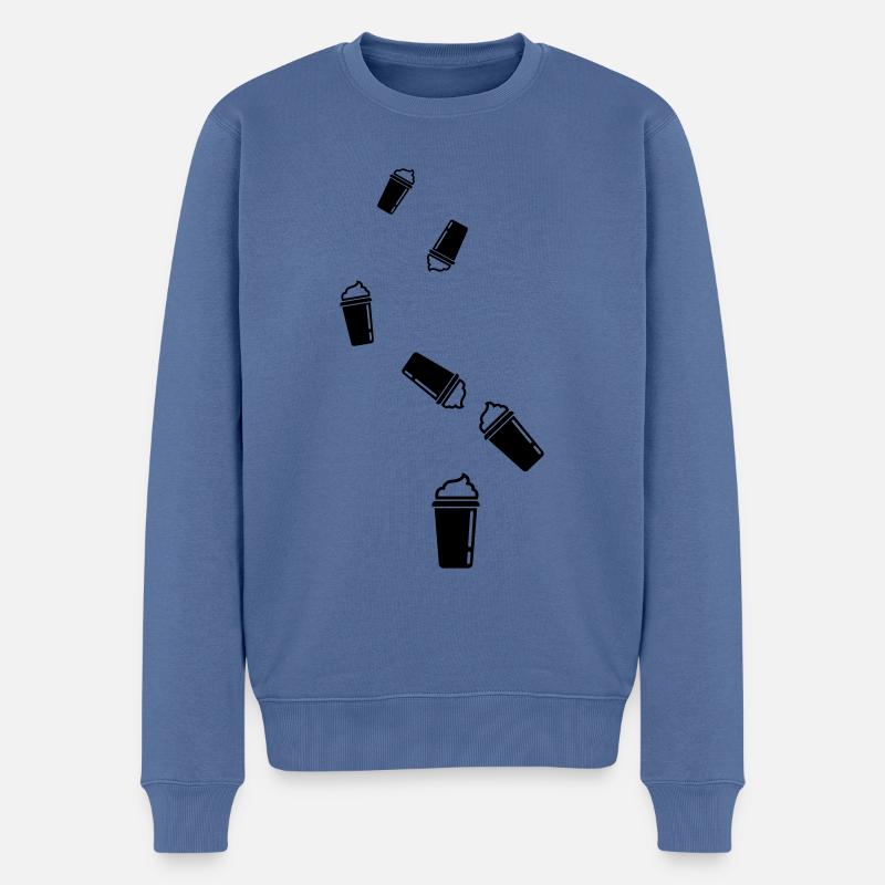 Kaffee Icon - Männer Premium Bio Pullover - Taubenblau