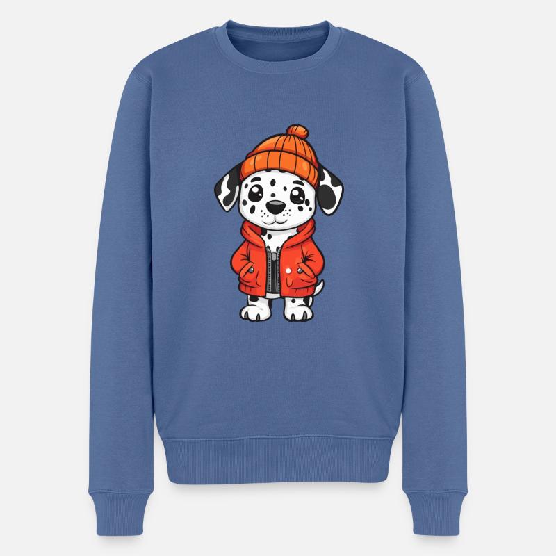Dalmatiner Hund Stylisch - Männer Premium Bio Pullover - Taubenblau