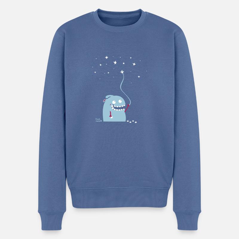 Monster fängt Sterne - Männer Premium Bio Pullover - Taubenblau