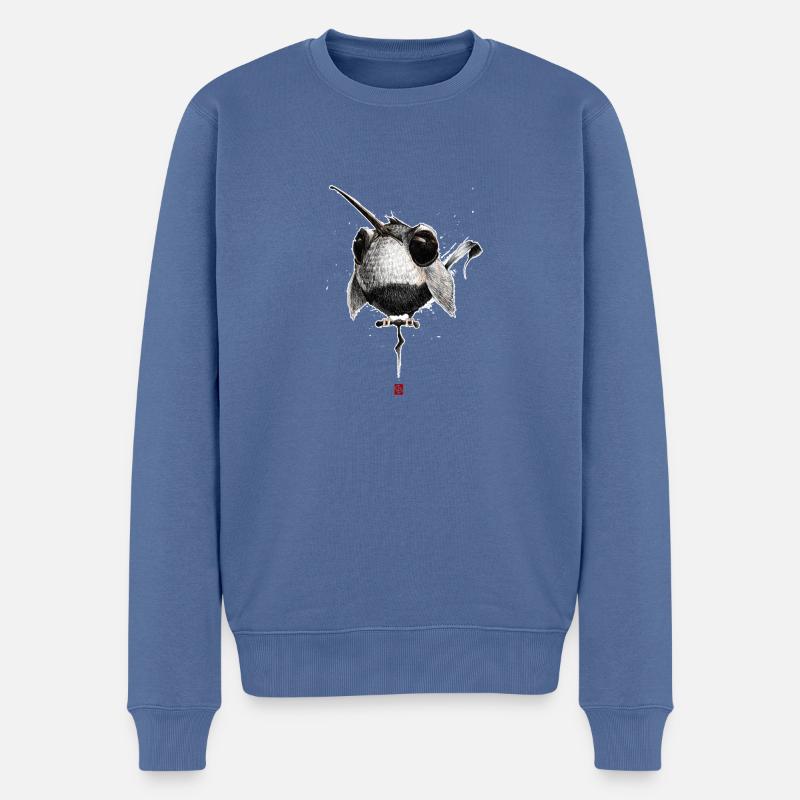 Flüchtiger Vogel # 02 - Männer Premium Bio Pullover - Taubenblau