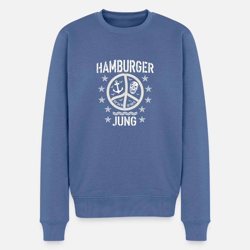 96 Hamburger Jung Peace Friedenszeichen Seil - Männer Premium Bio Pullover - Taubenblau