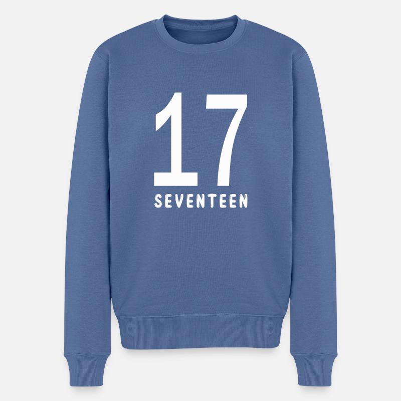 SIEBZEHN - Männer Premium Bio Pullover - Taubenblau