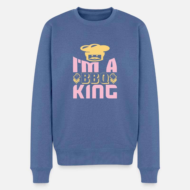 ICH BIN EIN BBQ-KÖNIG - Männer Premium Bio Pullover - Taubenblau