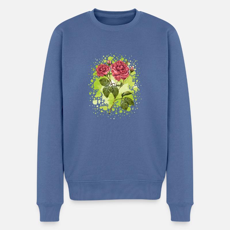 Blumen - Männer Premium Bio Pullover - Taubenblau