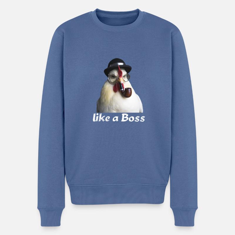 Coq Boss - Pull Premium bio Homme - bleu pigeon