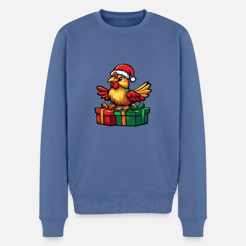 Coq Noël Bandes dessinées Cadeaux - Pull Premium bio Homme - bleu pigeon