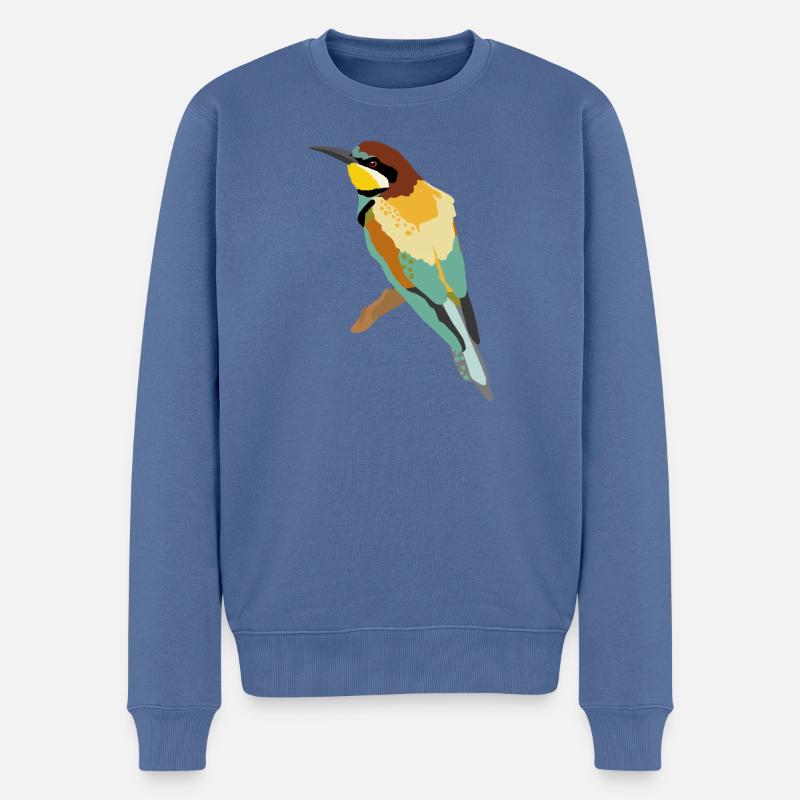 Bienenfresser Illustration - Männer Premium Bio Pullover - Taubenblau