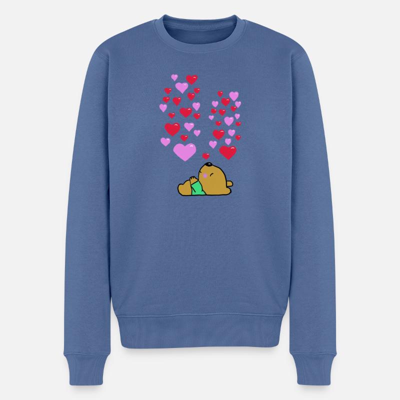 Träume von der Liebe - Männer Premium Bio Pullover - Taubenblau