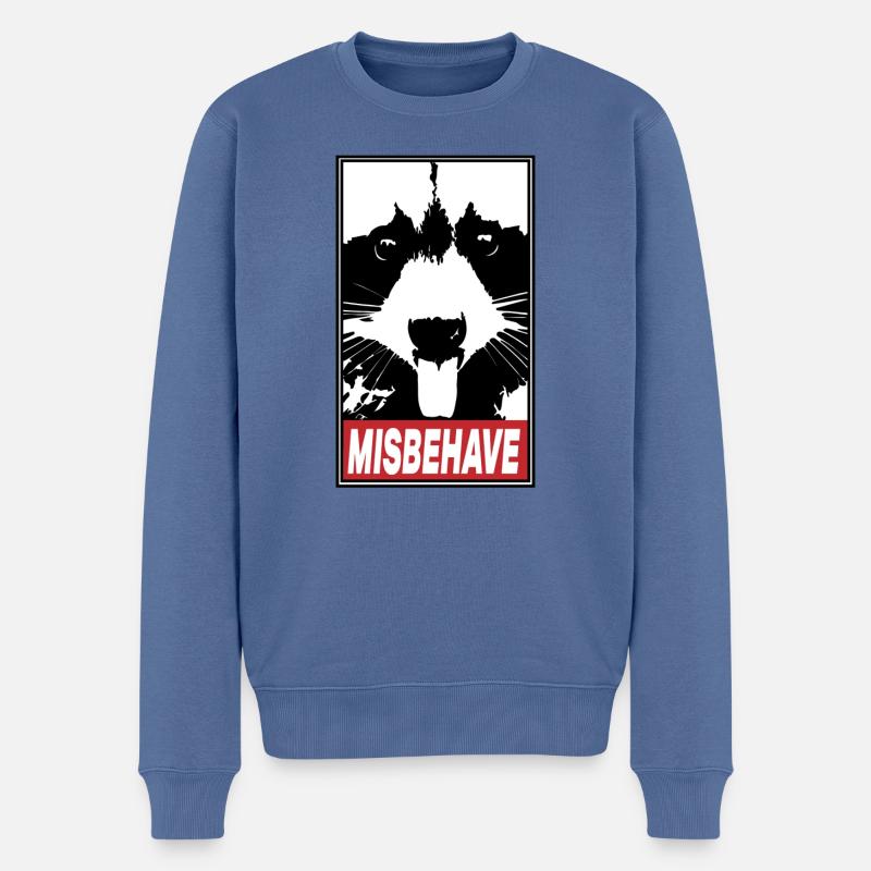 Racoon Misbehave - Männer Premium Bio Pullover - Taubenblau