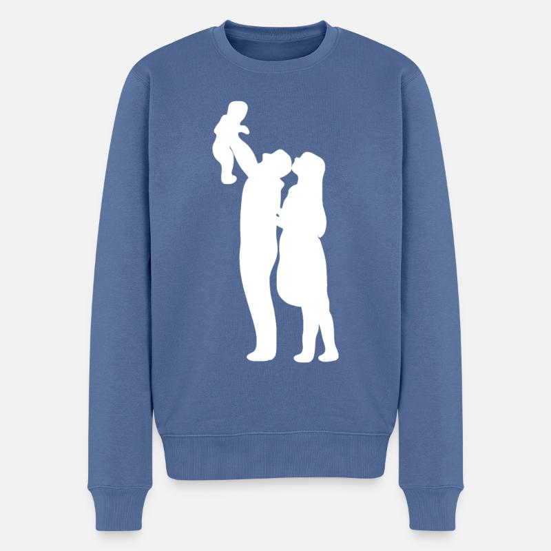 Famille Papa Maman - Pull Premium bio Homme - bleu pigeon
