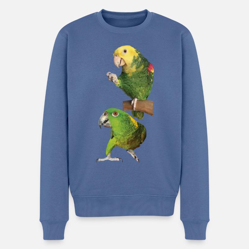 Papageien - Männer Premium Bio Pullover - Taubenblau
