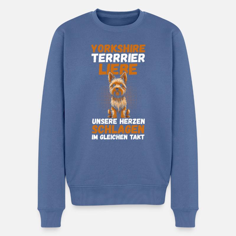 Hund Yorkshire Terrier - Männer Premium Bio Pullover - Taubenblau