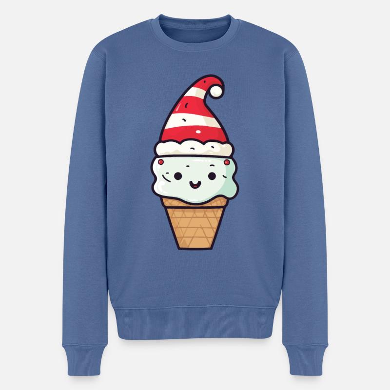 Eiskreme Weihnachten Comic - Männer Premium Bio Pullover - Taubenblau