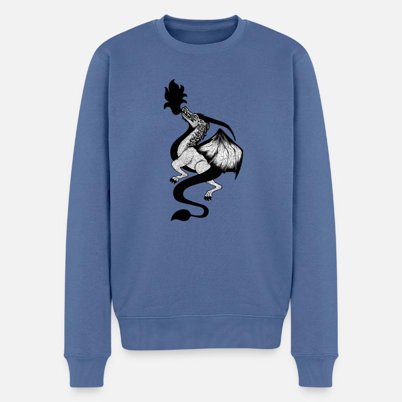 Dragon cracheur de feu - Pull Premium bio Homme - bleu pigeon