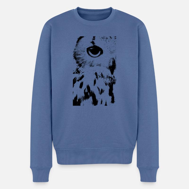 Eule - Männer Premium Bio Pullover - Taubenblau