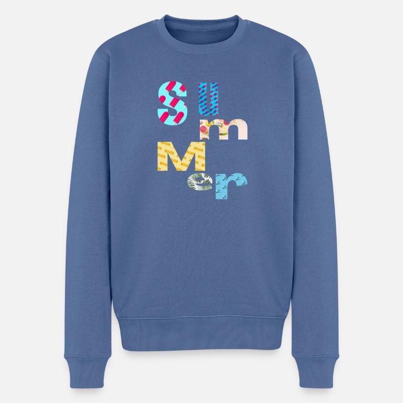 Summer / Sommer - Männer Premium Bio Pullover - Taubenblau