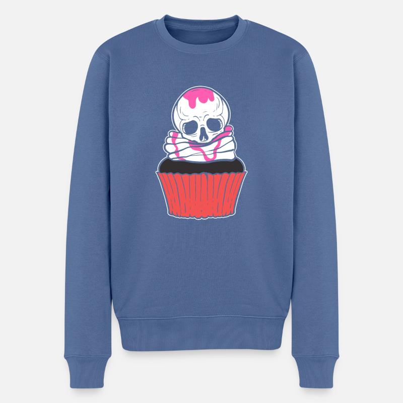 Skull Cupcake Baker Cadeau - Pull Premium bio Homme - bleu pigeon