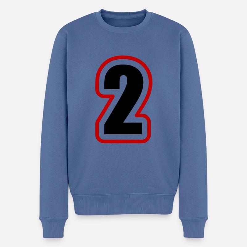 2 Zahl College - Männer Premium Bio Pullover - Taubenblau