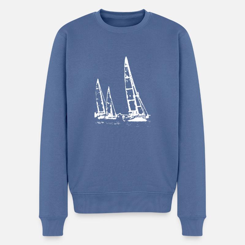 Régate en Bretagne - white - Pull Premium bio Homme - bleu pigeon