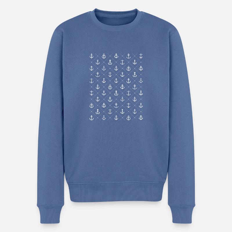 Anker / Liebe (white) - Männer Premium Bio Pullover - Taubenblau
