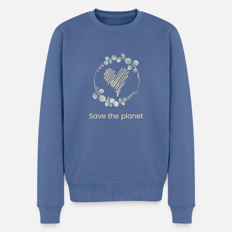 Save The Planet - Männer Premium Bio Pullover - Taubenblau