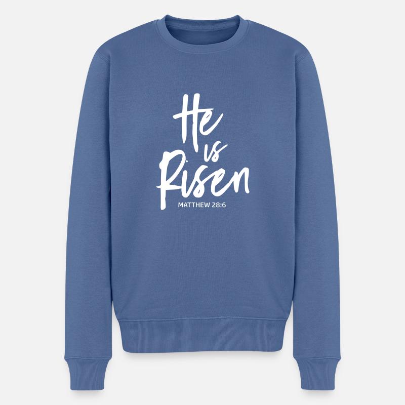 he is risen by csDesign - Männer Premium Bio Pullover - Taubenblau