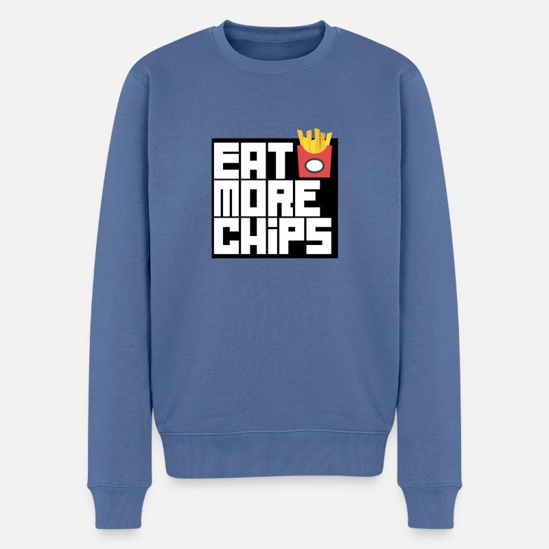 Essen Sie mehr Chips - Männer Premium Bio Pullover - Taubenblau