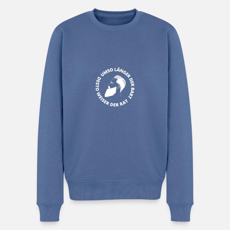Umso länger der Bart - Männer Premium Bio Pullover - Taubenblau