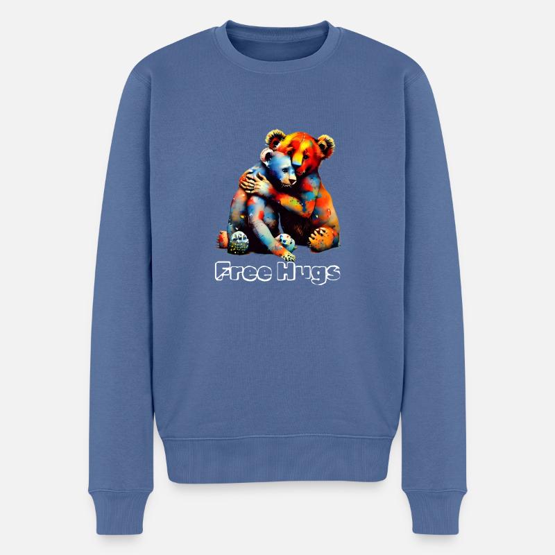 free hugs bears - Männer Premium Bio Pullover - Taubenblau
