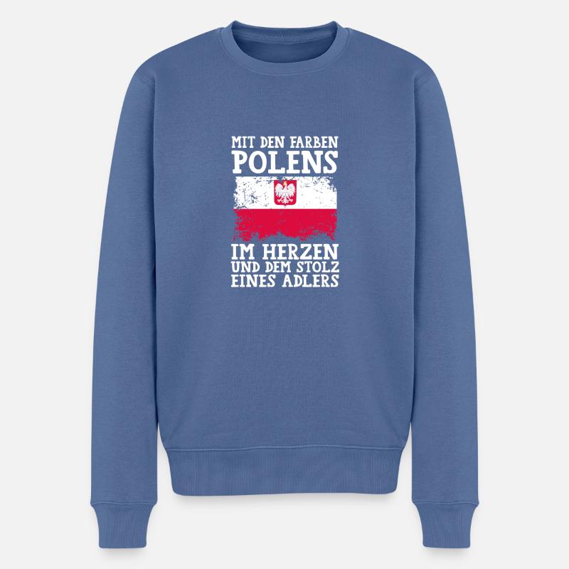 Pole Polnisch Polen - Männer Premium Bio Pullover - Taubenblau