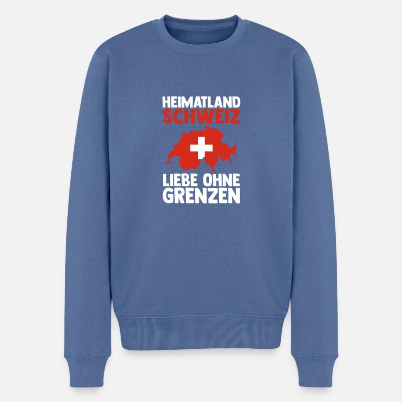 Schweizer Schweiz - Männer Premium Bio Pullover - Taubenblau