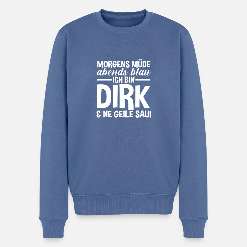 Prénom Dirk - Pull Premium bio Homme - bleu pigeon