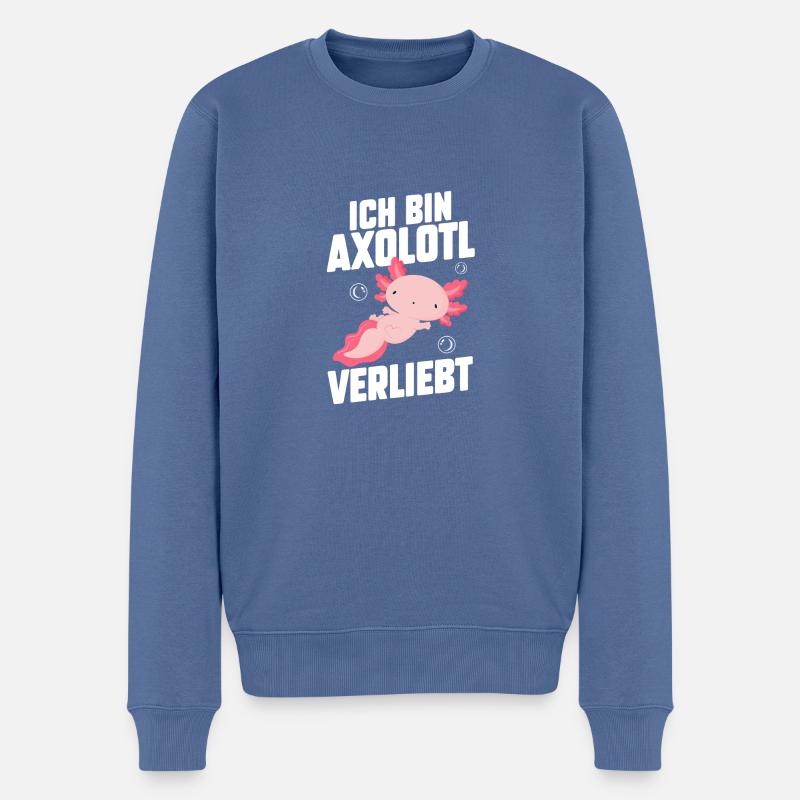 Axolotl - Männer Premium Bio Pullover - Taubenblau