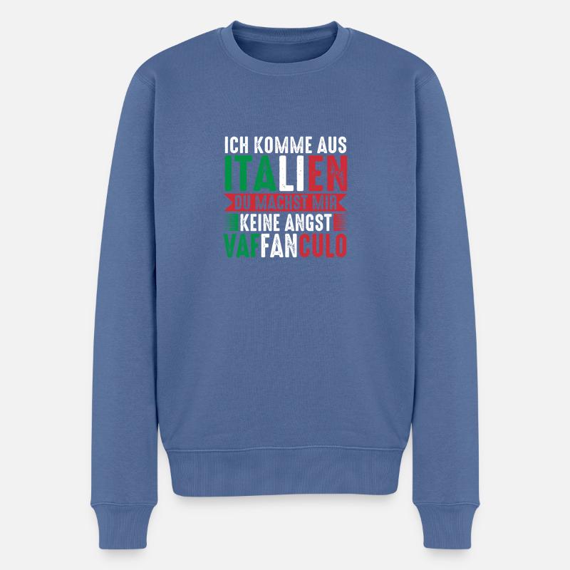 Italien Italiener Vaffanculo - Männer Premium Bio Pullover - Taubenblau