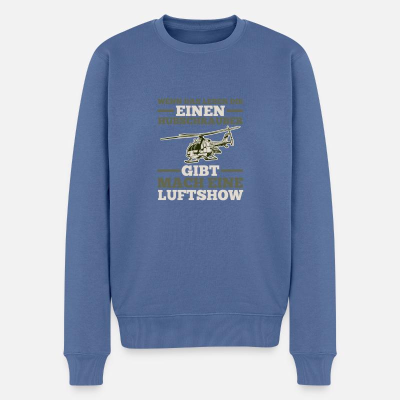 Pilot Helikopter Hubschrauber - Männer Premium Bio Pullover - Taubenblau