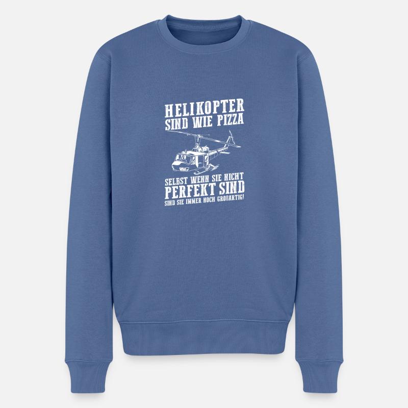 Pilot Hubschrauber Helikopter - Männer Premium Bio Pullover - Taubenblau