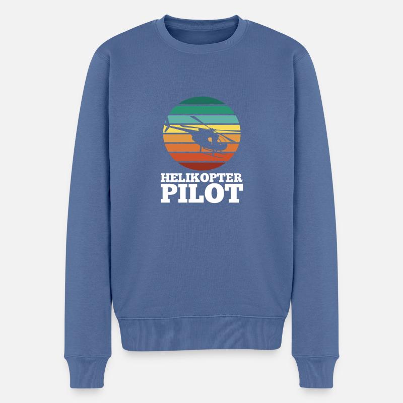 Pilot Hubschrauber Helikopter - Männer Premium Bio Pullover - Taubenblau