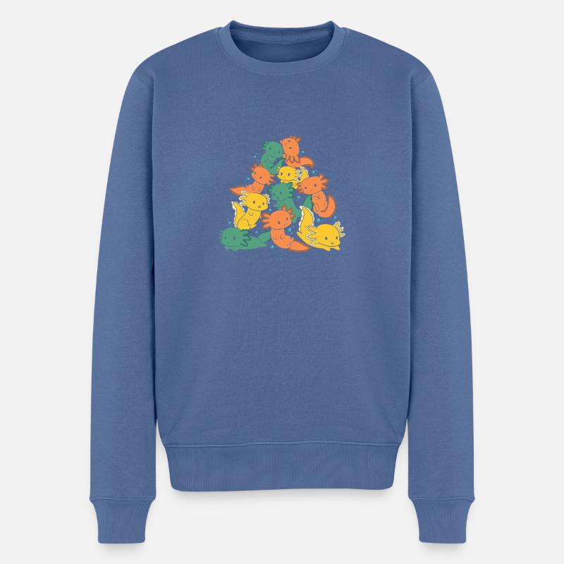 Axolotl - Männer Premium Bio Pullover - Taubenblau