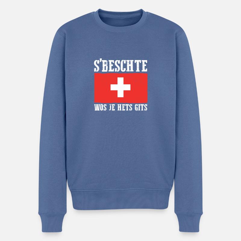 Schweizer Schweiz - Männer Premium Bio Pullover - Taubenblau