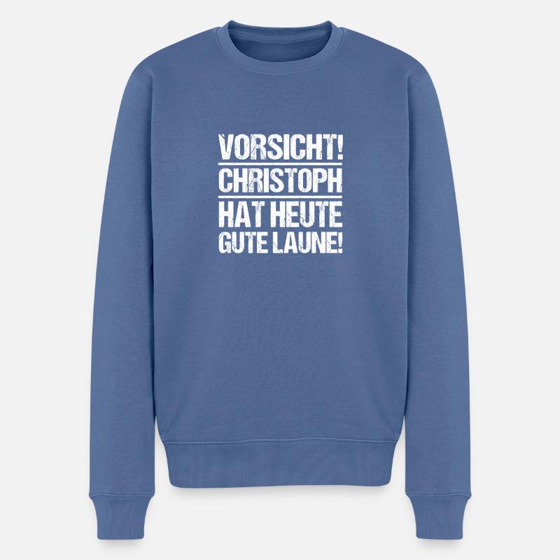 Prénom Chris Christoph - Pull Premium bio Homme - bleu pigeon