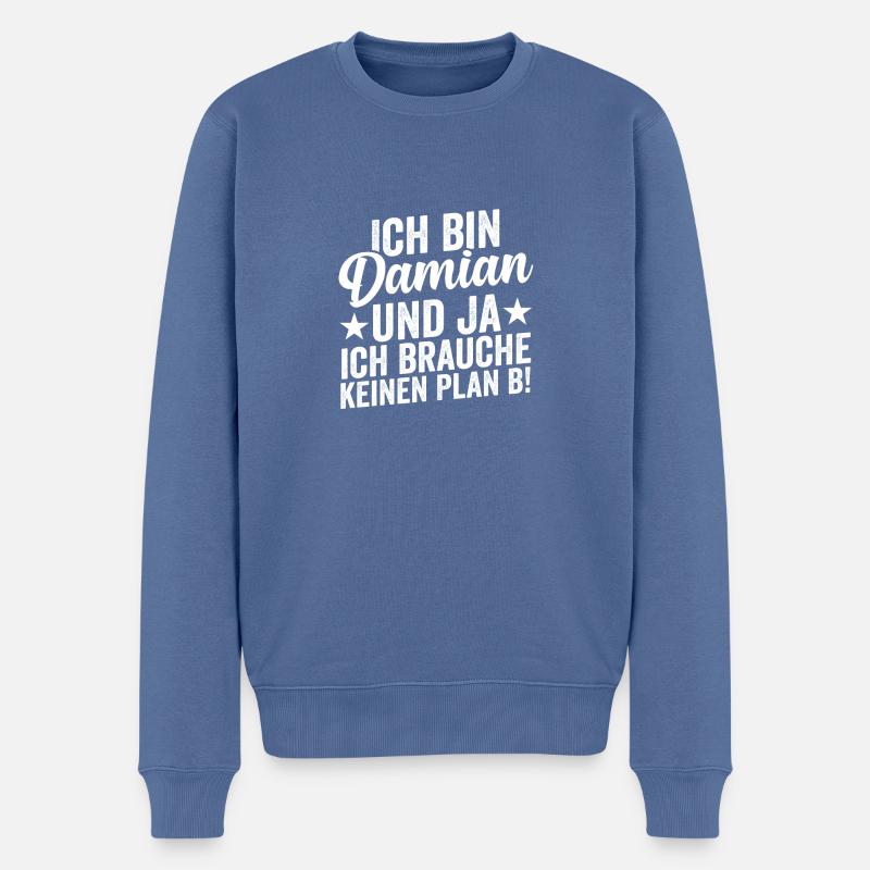 Prénom Damian - Pull Premium bio Homme - bleu pigeon