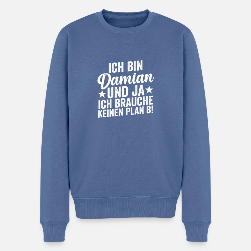 Prénom Damian - Pull Premium bio Homme - bleu pigeon