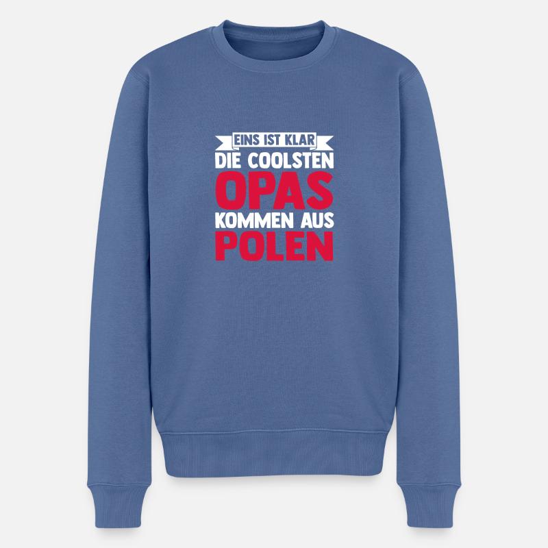 Pole Opa Großvater Polen - Männer Premium Bio Pullover - Taubenblau