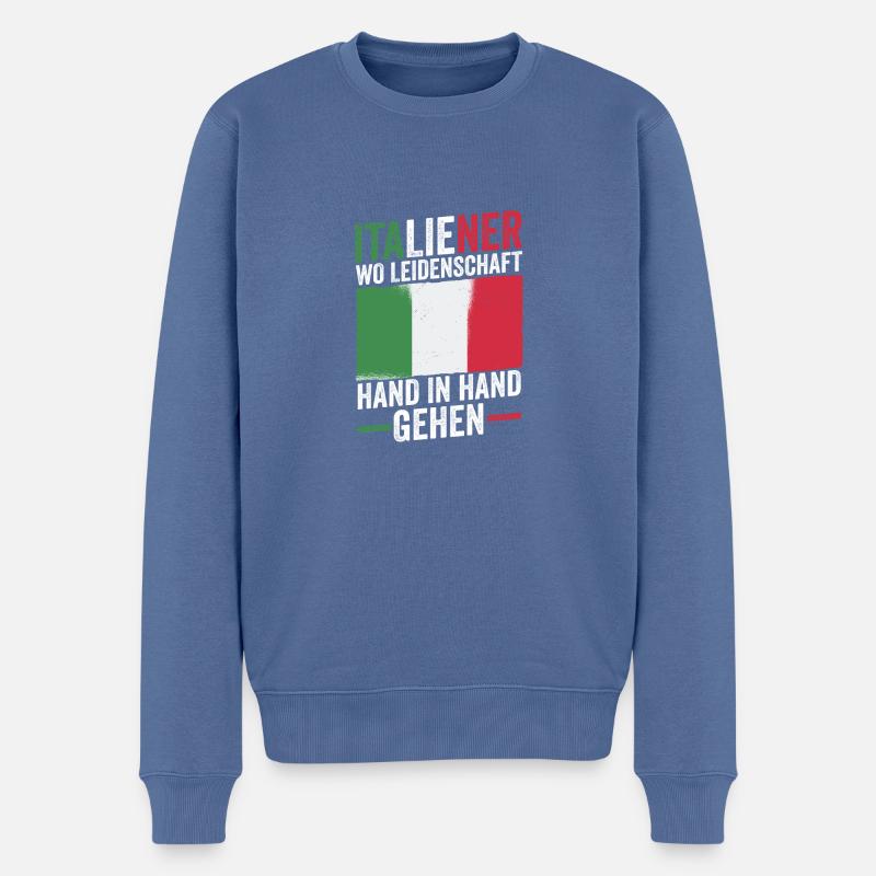 Italiener Italien - Männer Premium Bio Pullover - Taubenblau