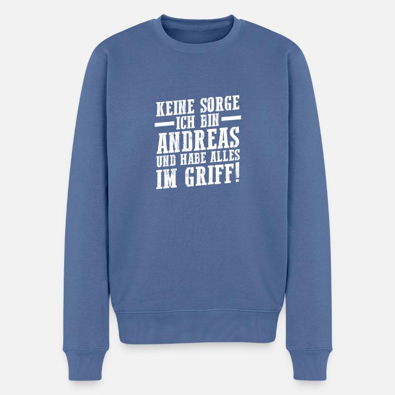 Prénom Andreas - Pull Premium bio Homme - bleu pigeon
