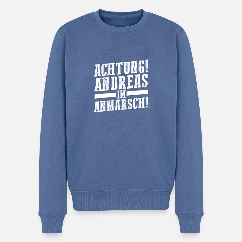 Prénom Andreas - Pull Premium bio Homme - bleu pigeon