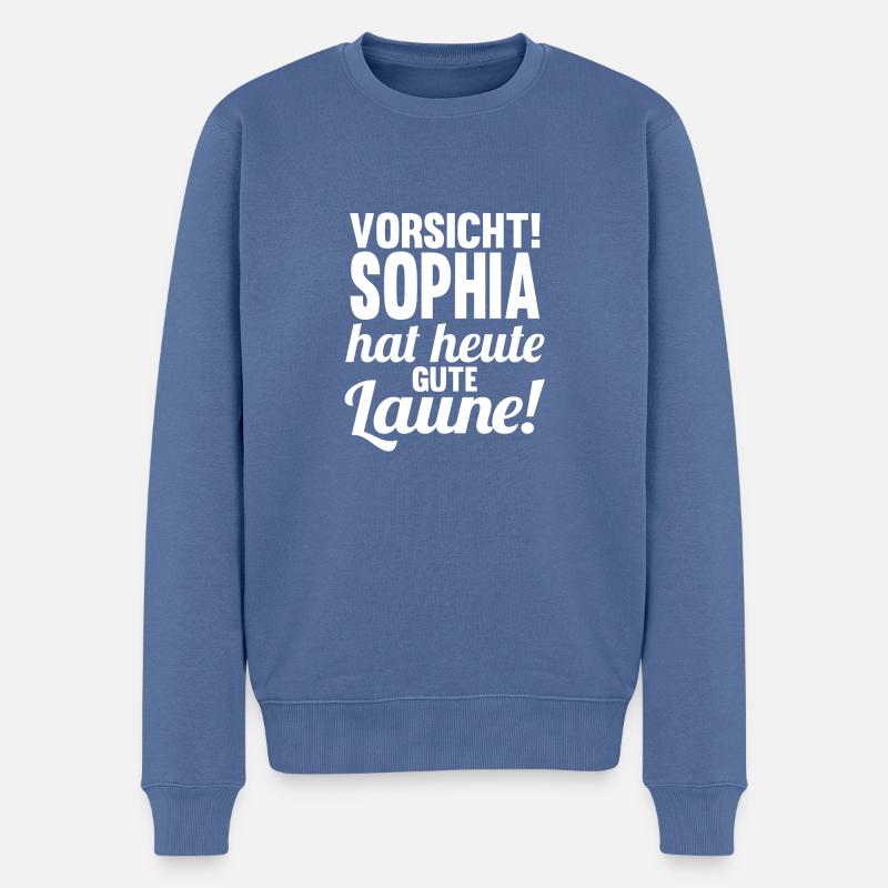 Prénom Sophia - Pull Premium bio Homme - bleu pigeon