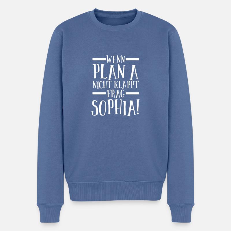 Prénom Sophia - Pull Premium bio Homme - bleu pigeon