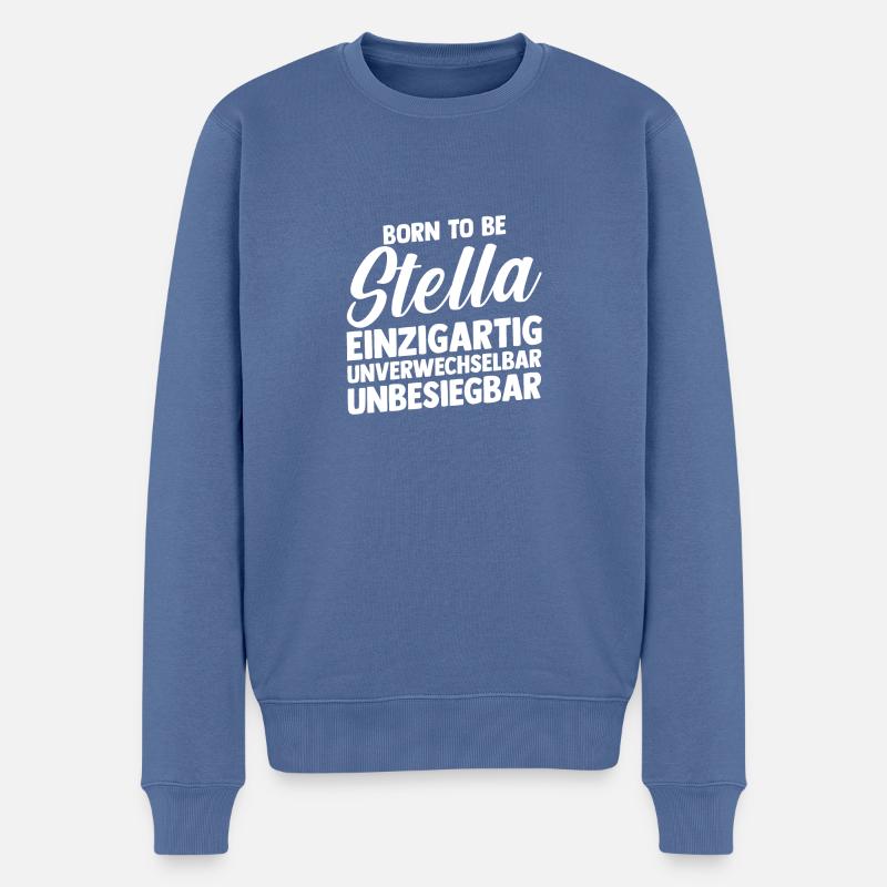 Vorname Stella - Männer Premium Bio Pullover - Taubenblau